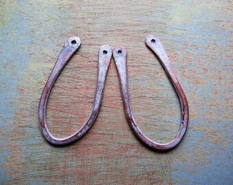 Hammered Copper U Findings in Iridescent Blush Pink - 1 pair - 30mm - 16 gauge