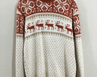 Vintage 70's Jersild Elk Motif Print All Over Sweater Fits like a Large/XL USA