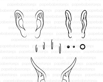 Ears Stamp Set - Paperbabe Stamps - Clear Photopolymer Stamps - For Mixed Media, paper crafting and scrapbooking.