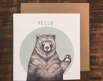 HELLO // bear greeting card // bear card