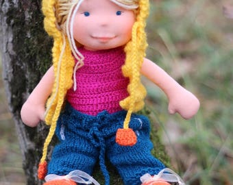 Waldorf doll,Waldorf sculptural face doll,organic doll,eco friendly,14'' Waldorf inspired doll,steiner doll,cloth doll,OOAK doll