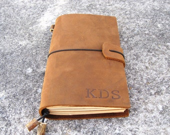 Travel journal leather journal personalized journal travel notebook custom journal refillable leather notebook groomsmen gifts