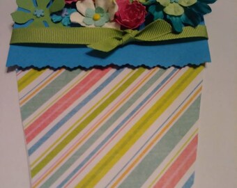 Flower pot with Stripes bright spring colors
