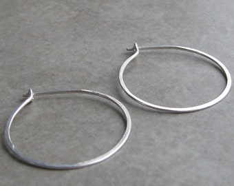Sterling Silver Hoop Earrings 1 inch