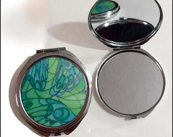 Butterfly Pocket Mirror - Butterflies Compact Mirror - Green, Lime & Turquoise - Small Purse Mirror - Folding Handbag Mirror - Gift for Her