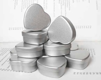 Mini Heart Tin, Jewelry Box, Candle Tin, Lip Balm Tin, Blank (Set Of 20) Silver Color