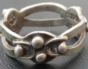 Vintage Signed RJP Sterling Taxco Eagle 3 Mark Mid Century Ring Size 5 3/4 - Free Shipping