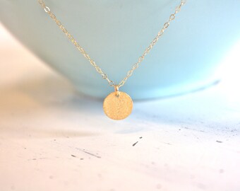 Gold Necklace, Dainty Gold Necklace, Gold Disc Necklace, Tiny Gold Necklace, Bridesmaid Necklace, gifts for her girlfriend gifts best friend