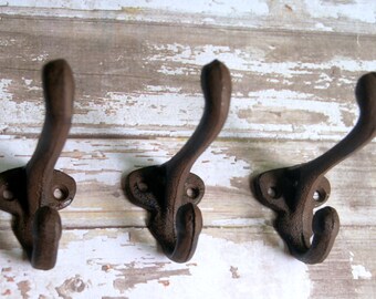 6 rustic hooks, antique hook, cast iron hook, cast iron hooks, rustic hooks, antique hooks, towel hook, vintage hook, wall hook, coat hooks