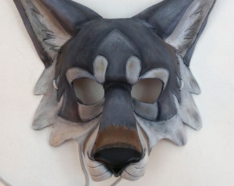 Leather Gray Wolf Mask Timber Wolf Mask Artic Wolf Mask
