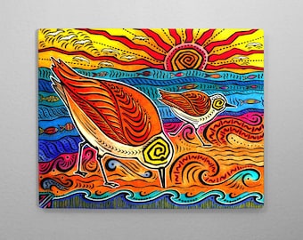 2 Sandpipers Shore Birds Wall Art Aluminum Ready to Hang