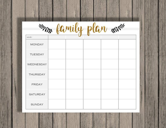 weekly calendar printable family plan printable schedule