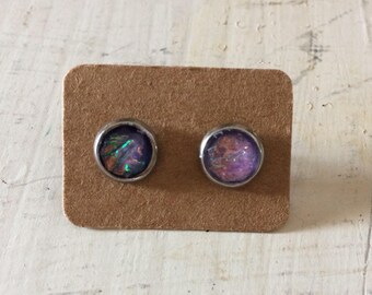 8mm Lavender Fire Opal Earrings