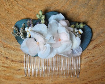 Aduana seca peine flor peine decorativo del pelo, peine del pelo floral, accesorio del pelo de la boda, flores para el pelo, pelo de novia, flores secas