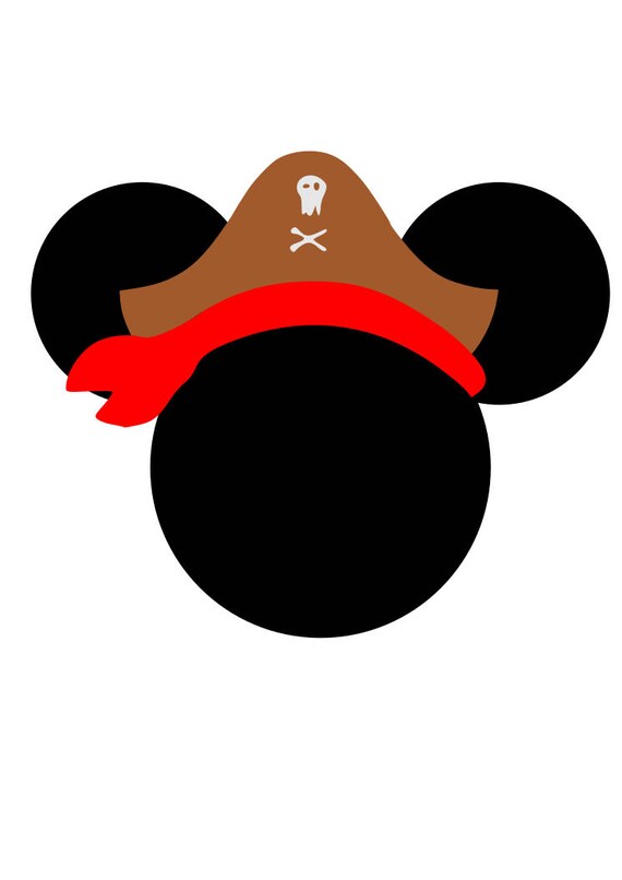 Disney Pirate Mickey Head Iron On Heat Transfer Vinyl for