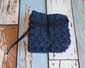 Set of 2 medium, cotton dish cloths/wash cloths ***navy
