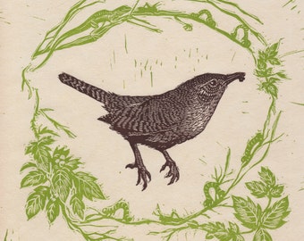 Backyard Birds: Carolina Wren (with border)