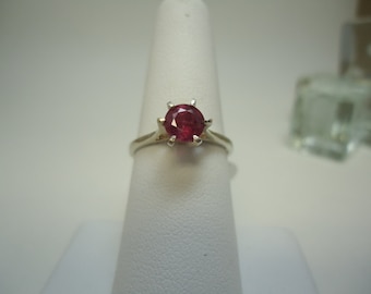 Round Cut Ruby Ring in Sterling Silver #961