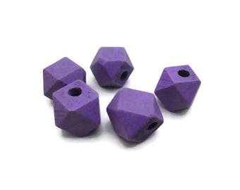 Lot 5 Purple 12mm - PB12 1586 faceted wooden beads