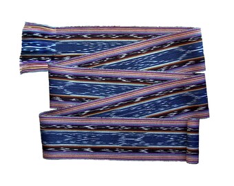 Midnight Blue Sash, SA52 - Pirate Belt - Guatemalan Textiles - Reenactment Clothing - Ikat Fabric - Bohemian Belt - Woven Sash