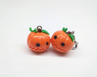 Halloween Pumpkin Charm, Fall Charms, Autumn, Kawaii Pumpkin, Orange Jewelry, Kawaii Necklace