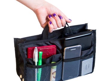 Bag in Bag Organizer Purse Organizer Purse Insert Handbag Organizer Bag Insert Handbag Insert Gift for Woman For Sister Black \ Grey