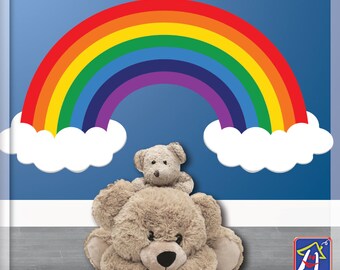 Rainbow wall decal - Nursery Rainbow and Clouds - Bedroom Playroom decor - Toddler wall decal- Rainbow decal