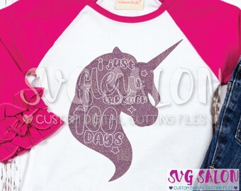 I Just Flew Through 100 Days School Unicorn Cut File Set in svg, eps, dxf, jpeg, and png for Cricut Design Space & Silhouette Studio Cameo