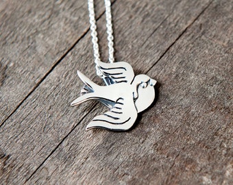 Big Swallow pendant sterling silver / 925 / chain / nature / bird