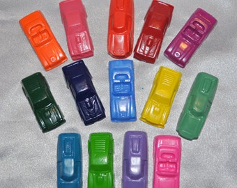 Toy Car Shaped Recycled Crayons/ Total of 14. Boy or Girl Kids Unique Party Favors, Crayons.