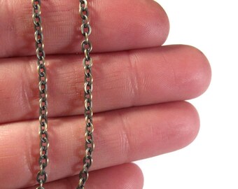 Thin Brass Chain, 10 Feet of Antique Brass Flattened Cable Chain, 2.8mm Chain for Making Jewelry, Vintage Chain, Dark (40099296)