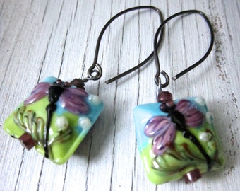 DRAGONFLY Glass Lampwork Earrings