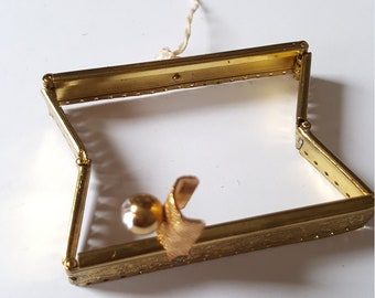 Vintage NOS 1930s/40s expandable purse handbag metal frame gold