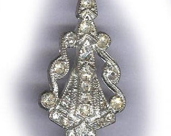 vintage art deco rhinestone drop pendant patina ox rhinestone focal pendant repurpose top loop