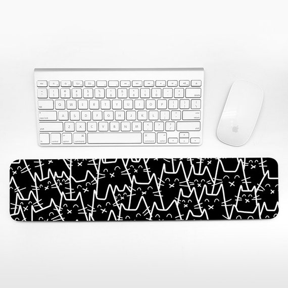 Cat Keyboard Wrist Rest Pad, Black and White Wrist Keyboard Pad, Wrist Pad for Keyboard Rest, Decor Office Desk Accessories for Men Women