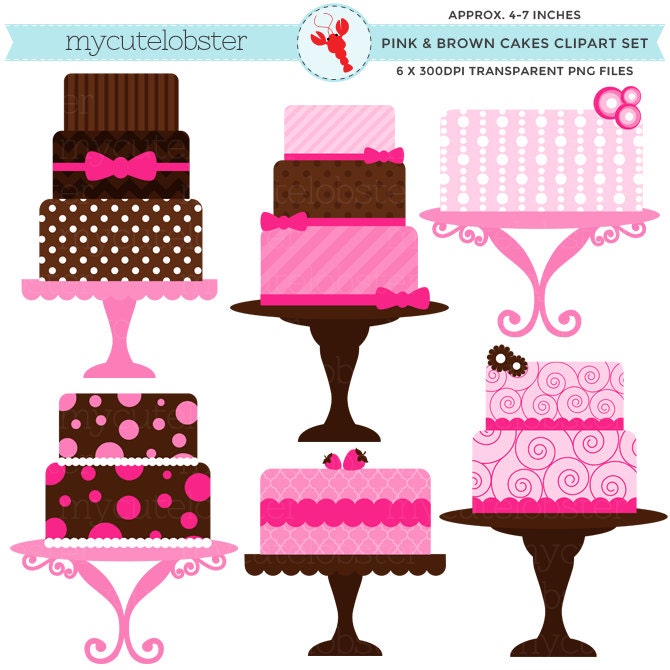 Pink And Brown Cakes Clipart Set Clip Art Of Zoom