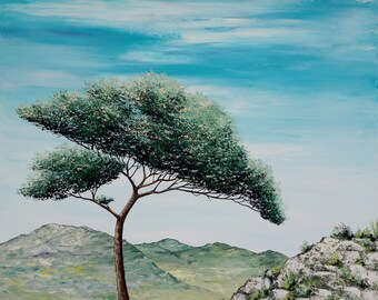 Landscape Painting / decorative painting landscape - parasol Pin