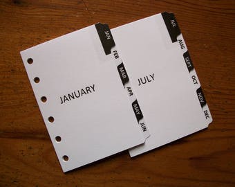 POCKET Size MONTHLY DIVIDERS Black & White #743 - Fits Filofax
