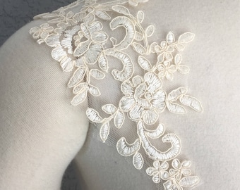 Set of Two Detachable Champagne Lace Straps to Add to your Wedding dress Add-on Removable