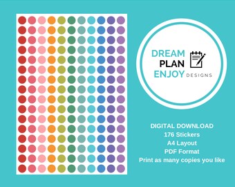 176 bright 1/2 inch round stickers