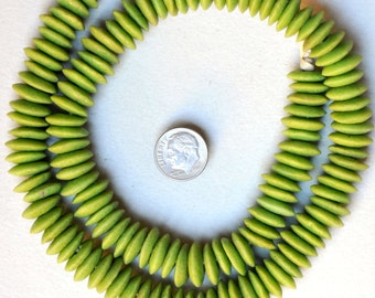 125 African Recycled Glass Disc Saucer Beads - Powder Glass Beads from Ghana - Various Colors - 26 Inch Strand