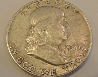 1960D Franklin Half Dollar, Silver Half Dollar, Vintage Coins, Rare Coins, FREE Shipping