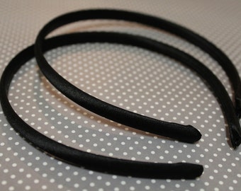 Black Satin Headband - Set of 2