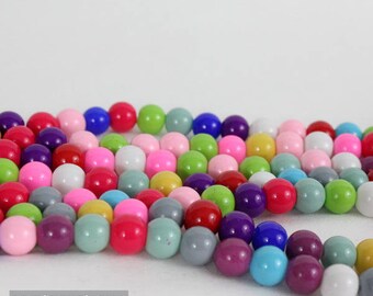55 multicolored 8 mm round glass beads