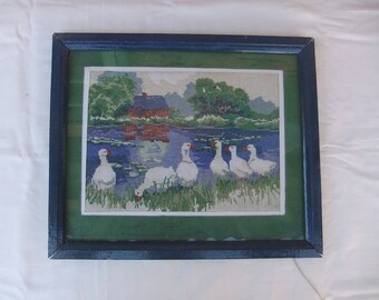 Geese on the lake Embroidery-Wall Decor
