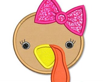 GIRL TURKEY Face Applique 4x4 5x7 6x10 Machine Embroidery Design INSTANT Download
