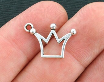 15 Crown Charms Antique Silver Tone - SC3953