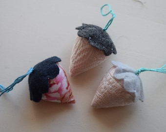 Handmade Strawberry Pin Cushion Set of 3