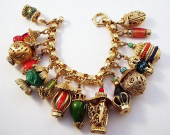 Napier gold tone Chinese Lantern charm bracelet