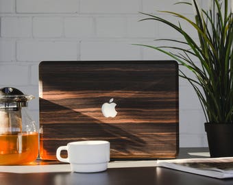 Macbook Wood Skin for Pro Air 11, 12, 13, 15 inch - Mac book Skin - Ebony Real Wood Mac Case - Macbook Pro Skin Wood - Mac Decal Wood